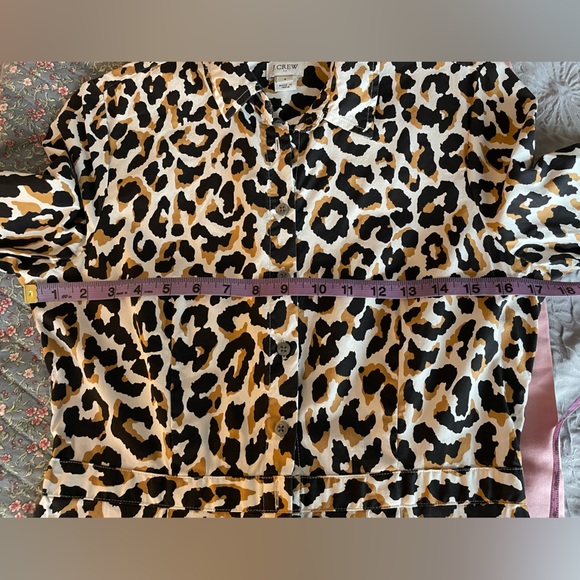 J Crew Factory Leopard Tie-Waist shirt dress in cotton poplin - Picture 3 of 9